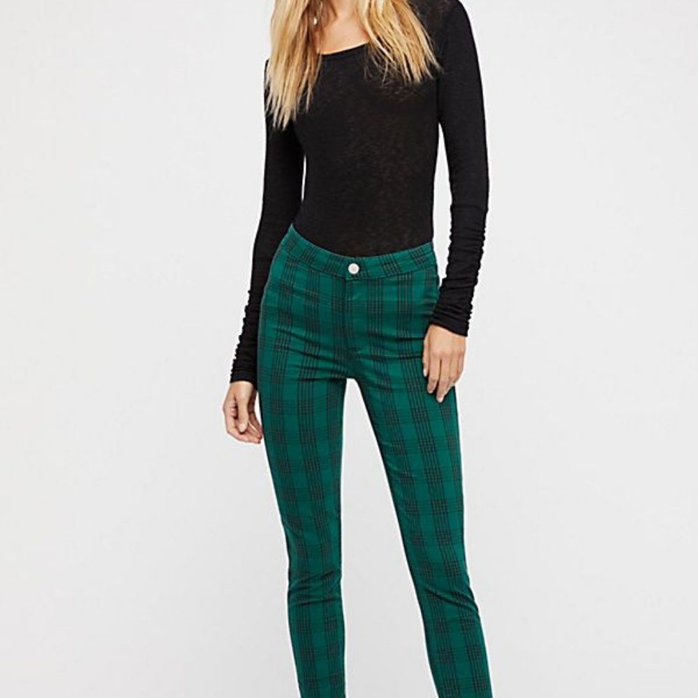 Free people plaid skinny pants